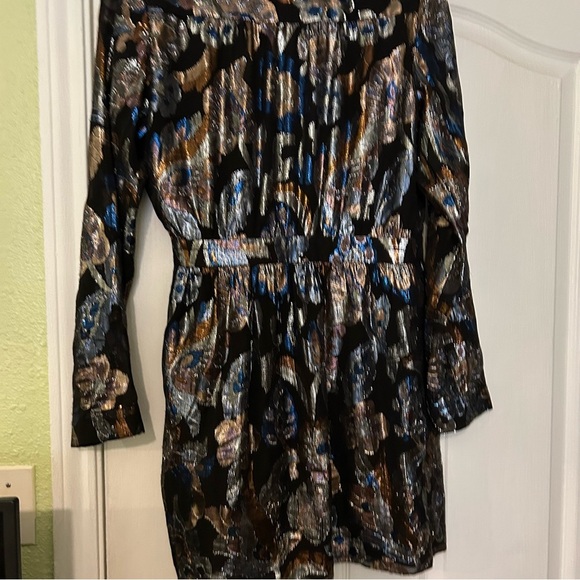 Ramy Brook Womens Jacquard Mini Dress Metallic Floral - Medium Shaina Dresz - Picture 5 of 15